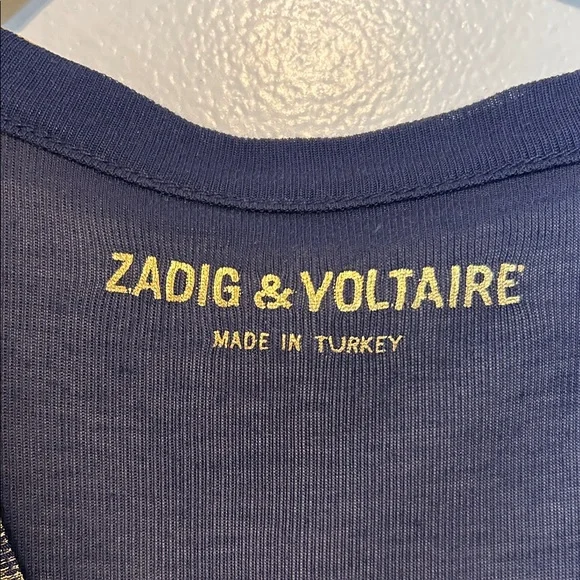 Zadig & Voltaire Navy and Gold Short Sleeve Top - Picture 2 of 5